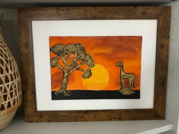 Handmade and Bespoke Clay Art Framed Picture African Sunset - main product image