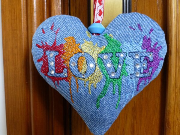 Denim hanging heart – Love - main product image