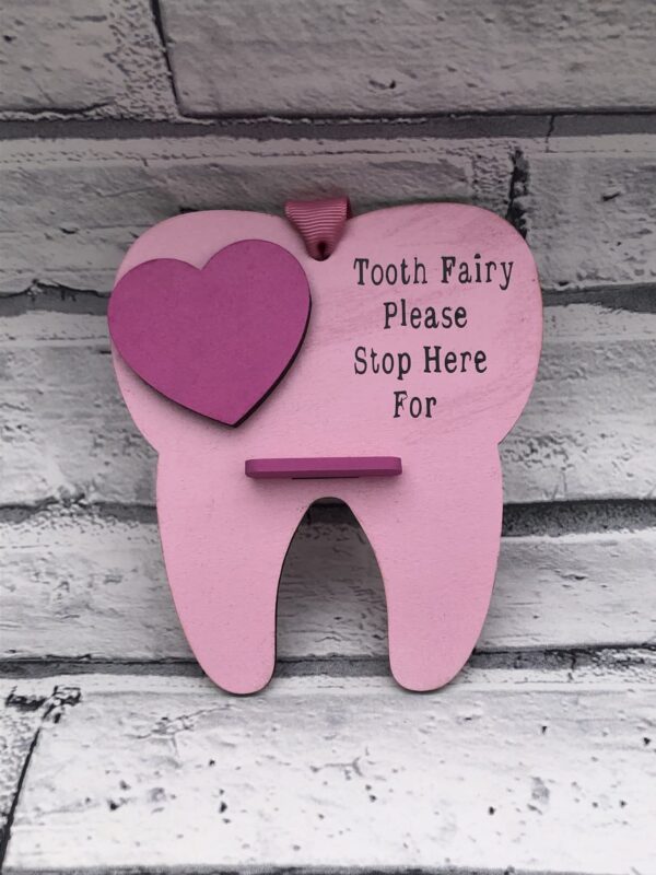 Handmade Personalised Tooth Fairy Holder – Toothfairy Please Stop Here Money - product image 2