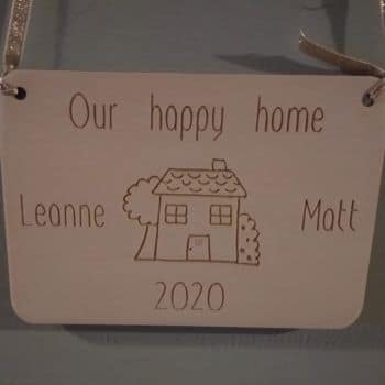 Personalised happy home sign | Laser engraved handmade plaque - product image 2