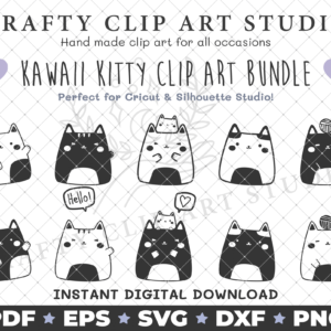 Hello Kitty SVG Bundle, Kawaii Kitty SVG Bundle, Cute Cat SVG, PNG, DXF, EPS