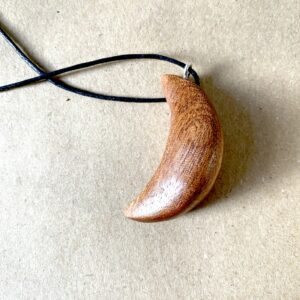 Hand-Carved Wooden Moon Pendant