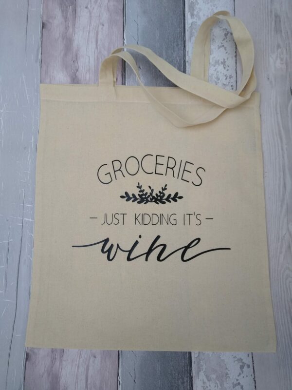 Wine lovers tote bag. Natural cotton shopping bag with wine logo. - main product image