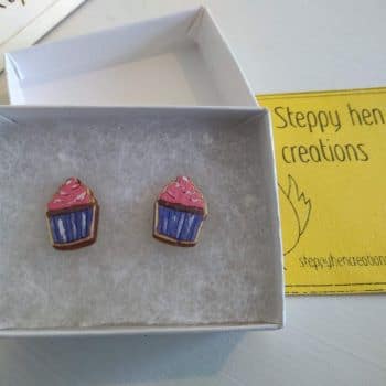 Cupcake earrings | Laser engraved wood - main product image