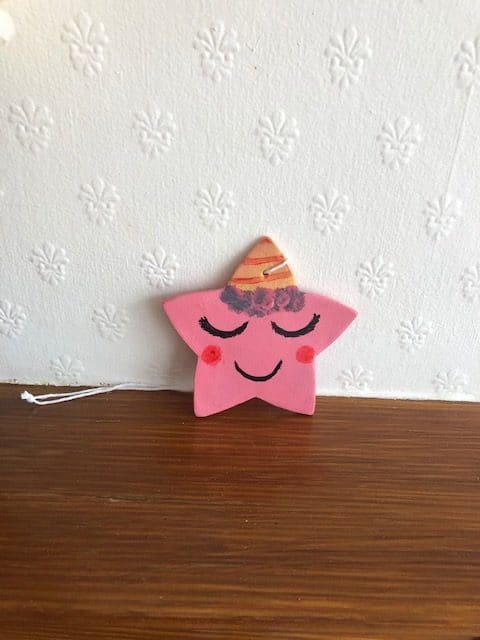 Handmade pink with lovely colourful hat hanging star decoration/kids room/nursery decor and Ornament - main product image