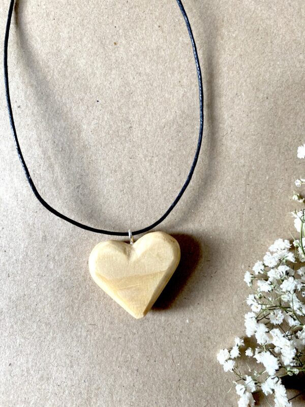 Hand-Carved Wooden Heart Pendant - product image 2