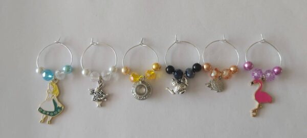 Alice tea and croquet wine charm set - main product image