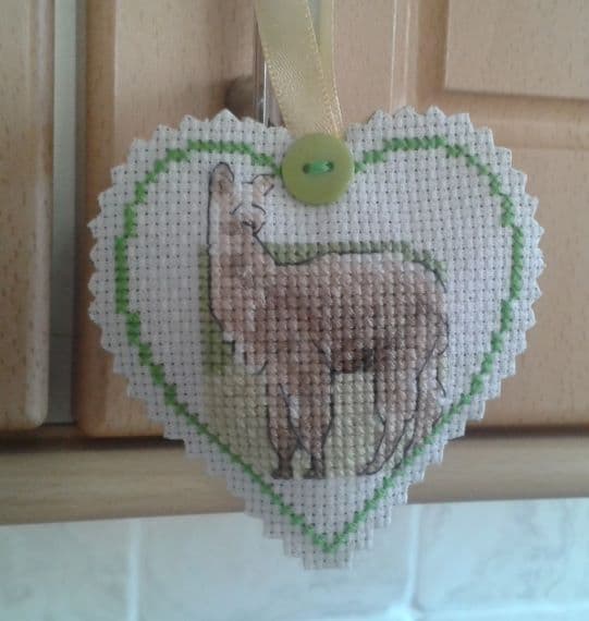 Alpaca Cross Stitch Hanging Heart - main product image