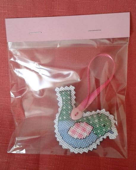 Pink & Blue Little Bird Cross Stitch Hanger - product image 2