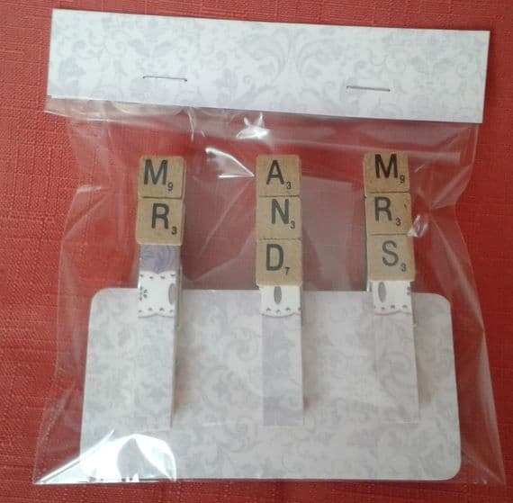 Mr and Mrs – Set of 3 Magnetic Peg Magnets – Great for Fridge or Noticeboard - product image 3