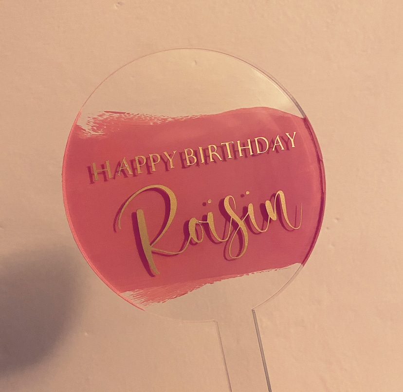 Hand Painted Acrylic Cake Topper