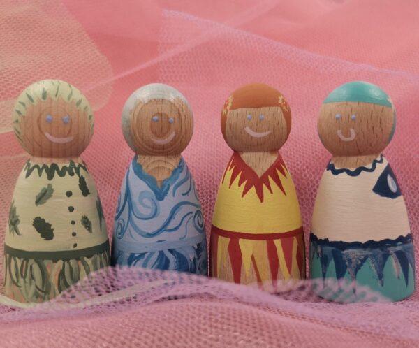 Playful Pixies – Hand painted Peg Doll Wooden Figures - main product image