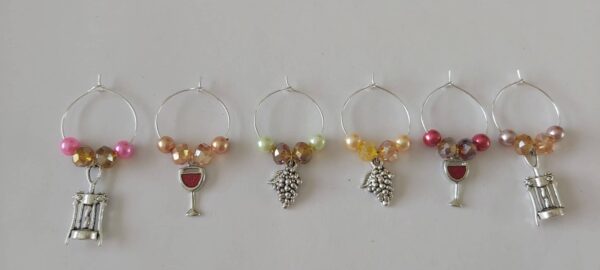 Set of 6 Wine lovers wine charms - main product image