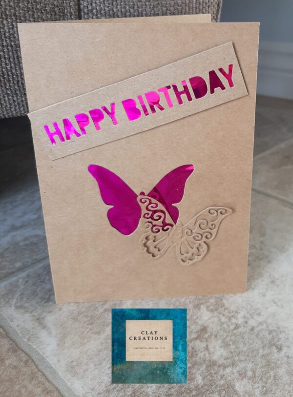 Foil butterfly birthday card - main product image