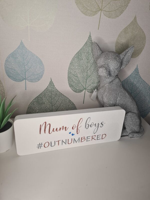 Mum of boys #outnumbered plaque - main product image