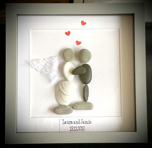 9×9 inch pebble art wedding - main product image