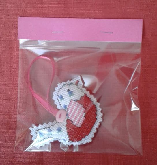 Pink & Red Little Bird Cross Stitch Hanger - product image 2