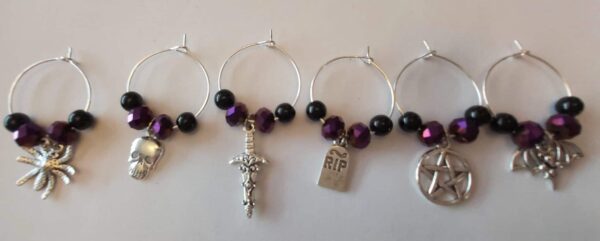 Set of 6 Gothic Wine Charms - main product image