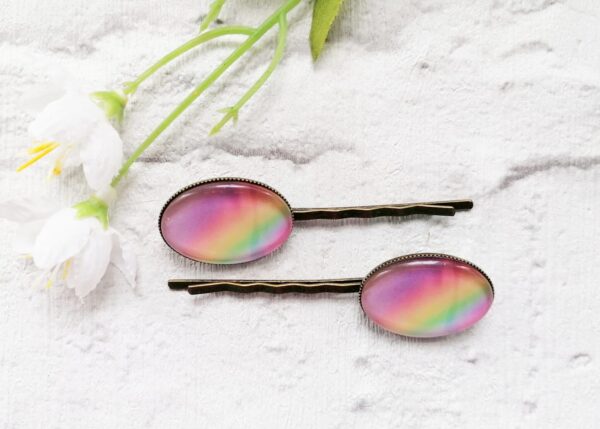 Rainbow Cabochon Hair Grips - main product image