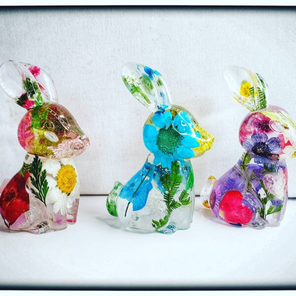 Resin flower rabbits - main product image