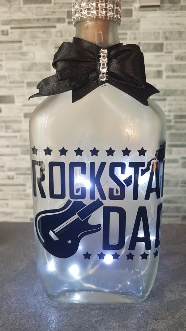 Rockstar Dad guitar frosted light up bottle. - main product image