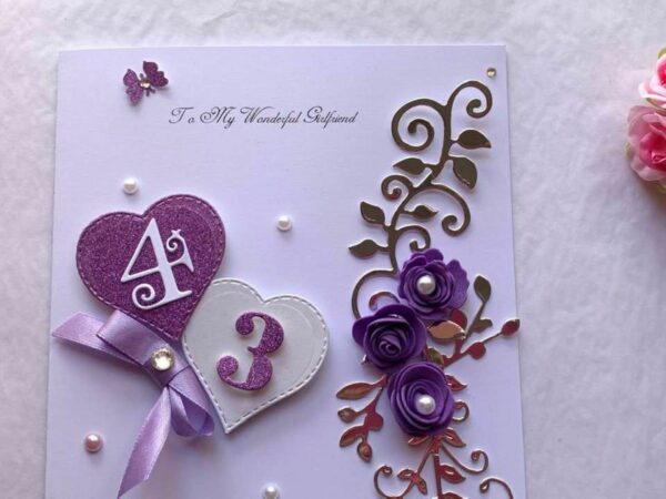 Handmade Personalised Card, Dried Flower Card, Mini Bouquet Card with Box C431 - product image 3