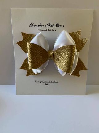 faux leather pearl hair bow - product image 2