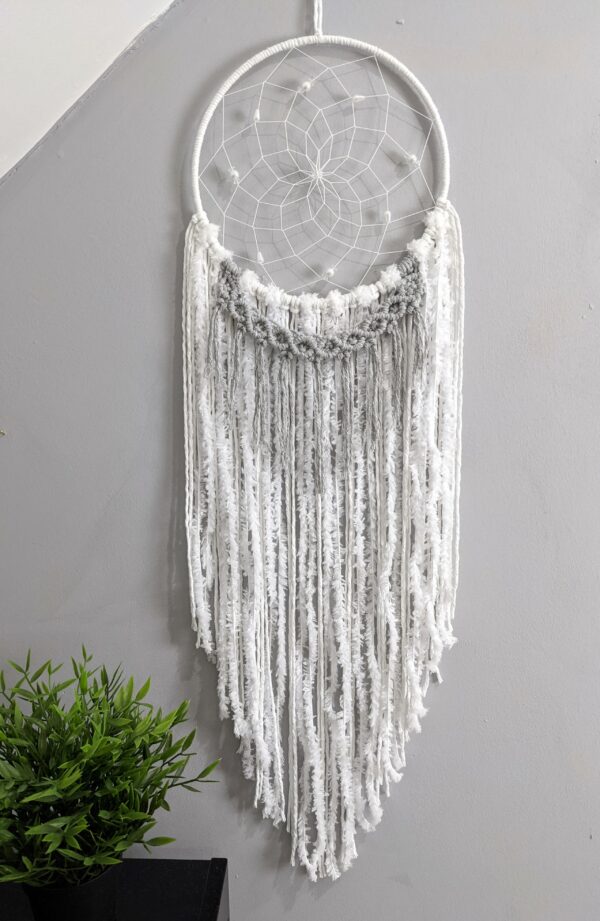 Large Dreamcatcher White Grey Boho Home Decor Bedroom Nursery Wall Hanging - product image 5