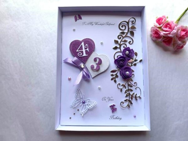 Handmade Personalised Card, Dried Flower Card, Mini Bouquet Card with Box C431 - main product image