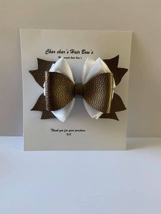 faux leather pearl hair bow - product image 5