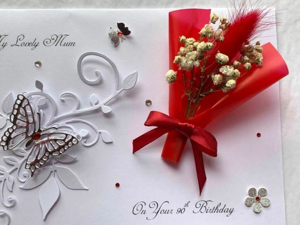 Personalised Handmade Birthday Card, 3D Luxury Dried Flower Birthday Card with BOX C424