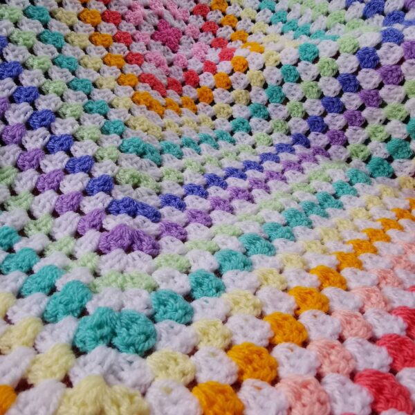 Wooly Dreamz Bespoke Blankets – Pastel Rainbow handmade Crochet Granny Square Baby Blanket - product image 3