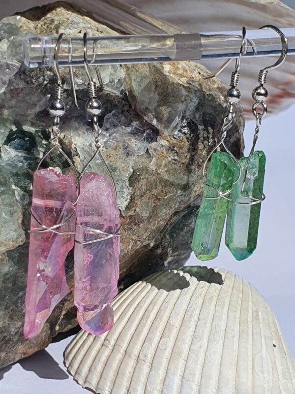 Mystic Quartz point earrings - main product image