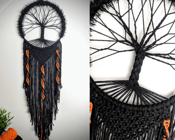 Spooky, Tree of Life, dreamcatcher, Black, Macrame, Gothic - product image 2