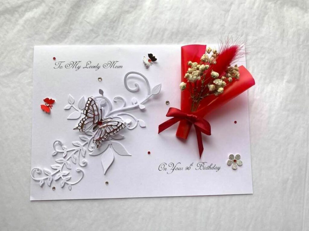Personalised Handmade Birthday Card, 3D Luxury Dried Flower Birthday Card with BOX C424