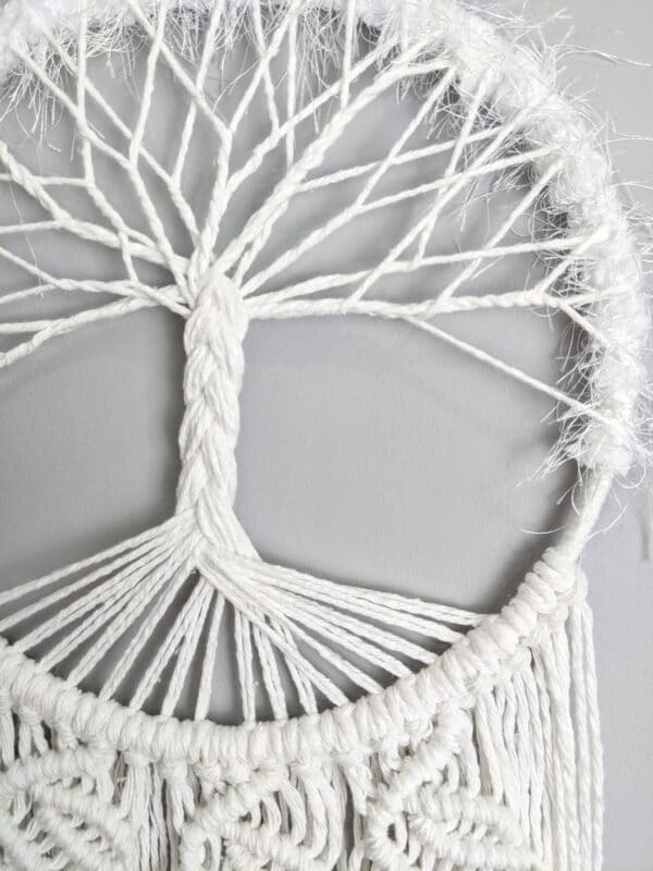 Tree of Life, Macrame, leaves, dream catcher, white, Boho decor, Macramé, Cotton Anniversary - product image 3