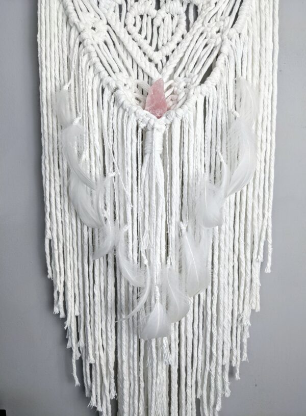 Macrame bride and groom wall hanging gift wedding cotton anniversary rose quartz - product image 5