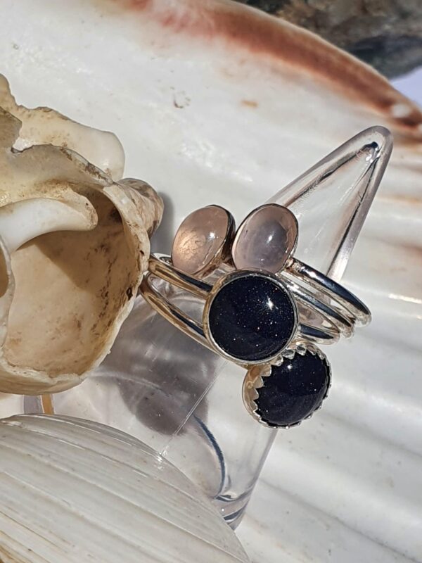 Blue Goldstone and Rose Quartz rings - product image 3