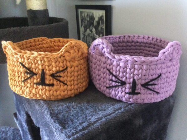 Hand crocheted cat bowl - main product image