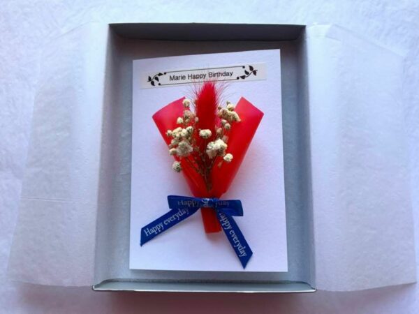 Personalised Handmade Birthday Card, Mini Dried Flower Bouquet Card with Box C419 - main product image