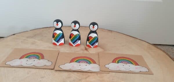 Rainbow heart penguin pegdoll, - product image 3