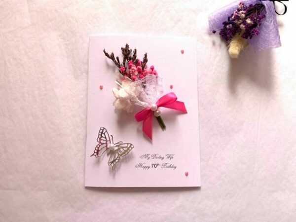 Luxury Personalised Handmade Birthday Card, Mini Dried Flower Bouquet Card with Box C002 - product image 2