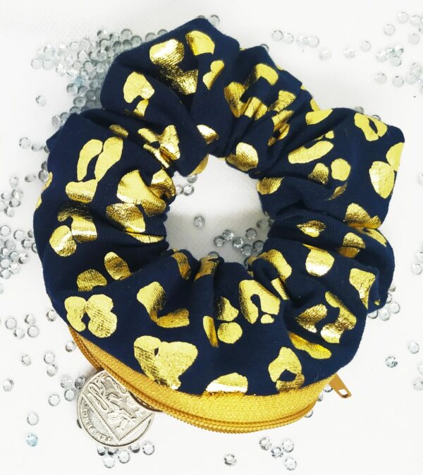 Large navy animal print zipper stash Scrunchie - product image 3