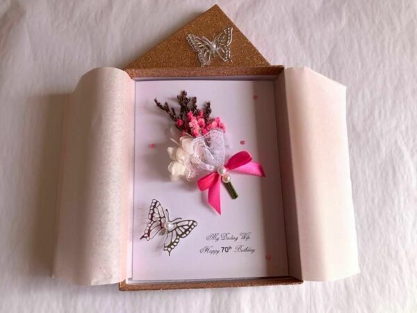 Luxury Personalised Handmade Birthday Card, Mini Dried Flower Bouquet Card with Box C002 - main product image