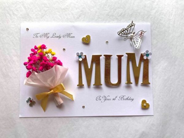 Luxury Personalised Handmade Birthday Card, Mini Dried Flower Bouquet Card with Box C423 - product image 2