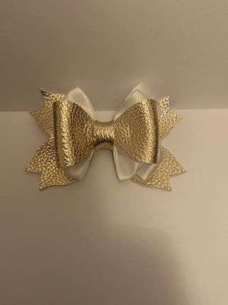 faux leather pearl hair bow - main product image