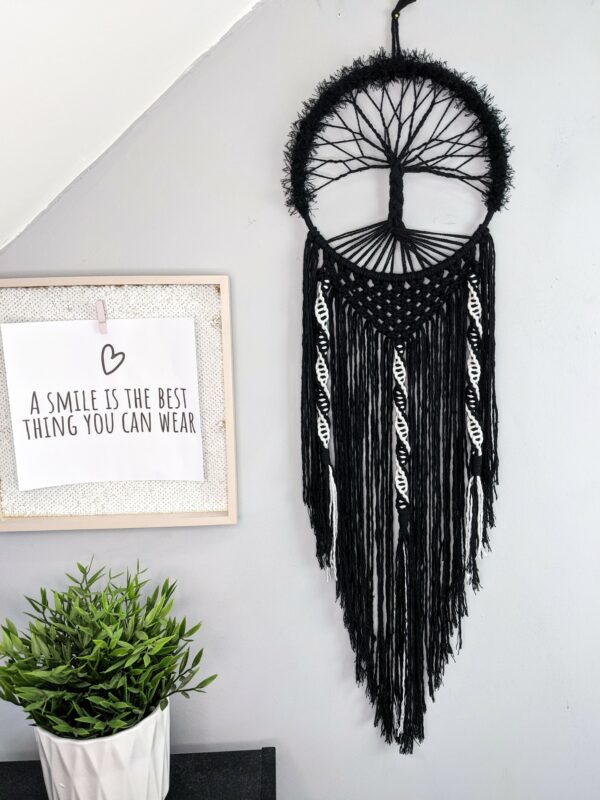 Spooky, Tree of Life, dreamcatcher, Black, Macrame, Gothic - product image 3