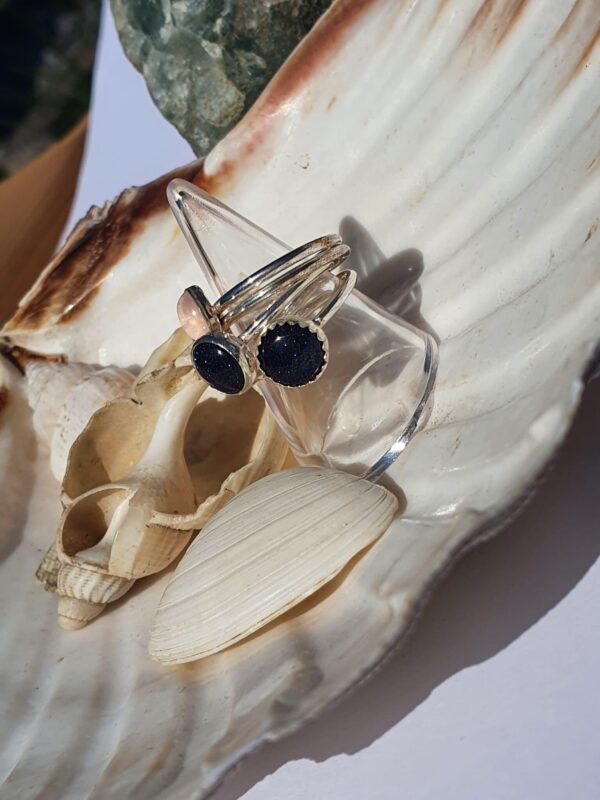 Blue Goldstone and Rose Quartz rings - product image 2