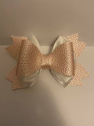 faux leather pearl hair bow - product image 3