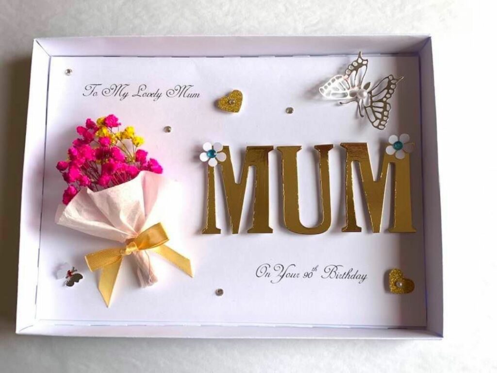 Luxury Personalised Handmade Birthday Card, Mini Dried Flower Bouquet Card with Box C423